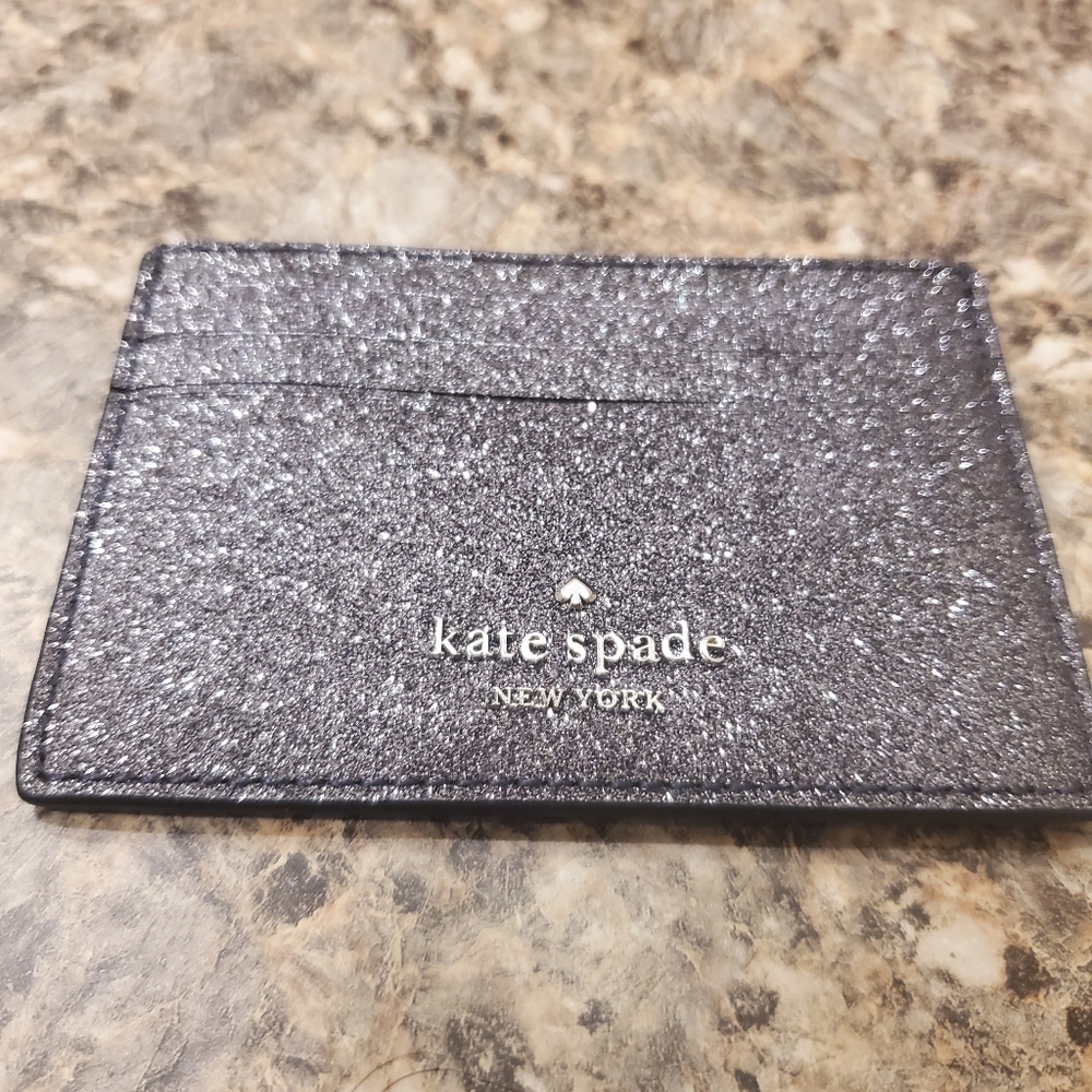 NWOT Kate Spade Black Glitter C/C wallet